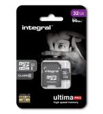 INTEGRAL - Tarjeta MICRO SDHC + adaptador, clase 10 UHS1 ULTIMA PRO - 32 GB