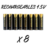8 piles rechargeables Li-ION 1.5 V AA