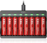 Cargador USB + 8 pilas recargables Li-ION 1,5 V AA / AAA