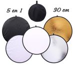 5 in 1 reflectors - Gold, silver, white, black and translucent - 30 cm